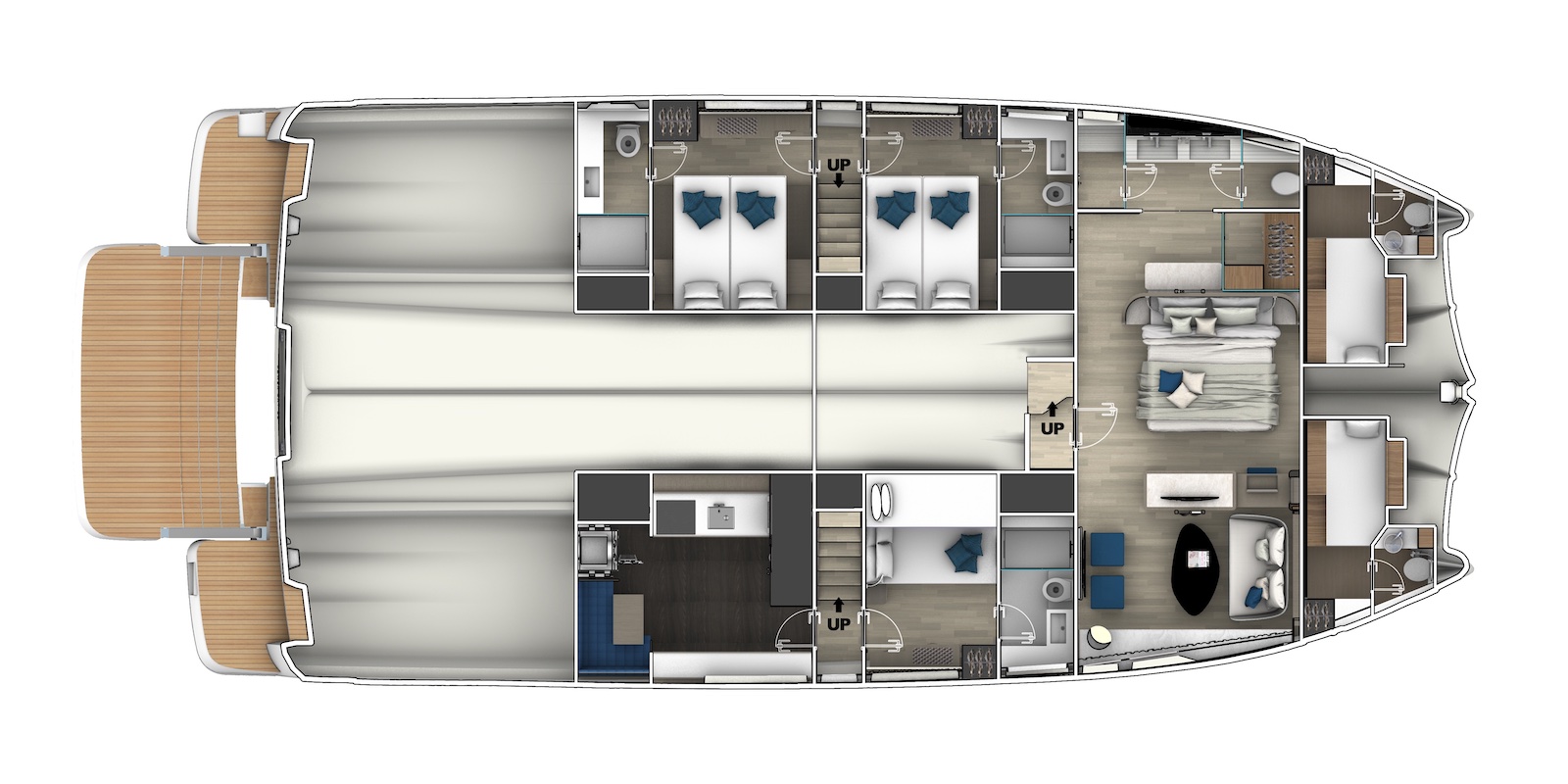 Intérieur 4 + 2 cabines Galley Down