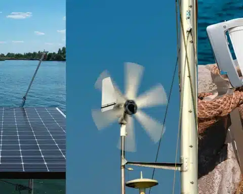 Panneaux solaires, éoliennes et hydrogénérateurs