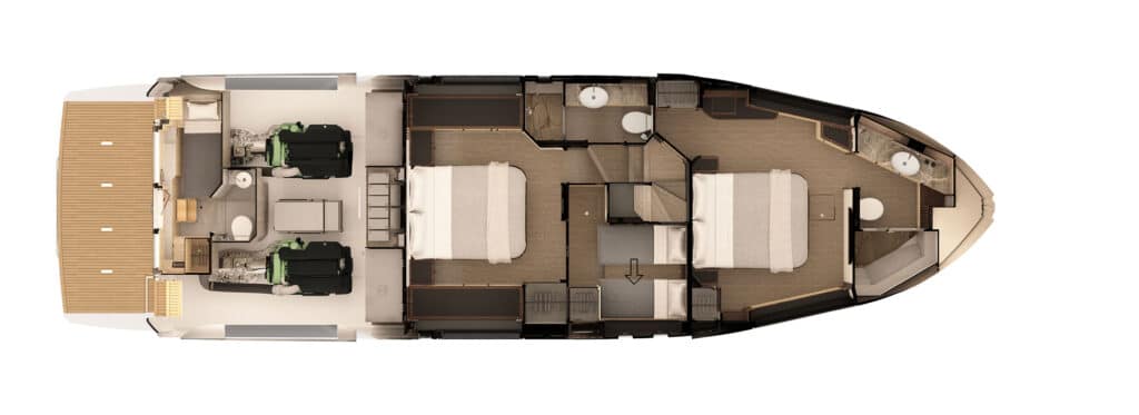 agencement-pont-inférieur-Flybridge-52-FLY