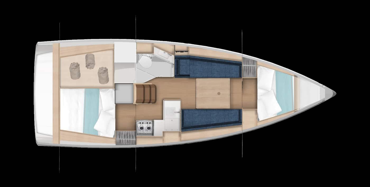 Sun Odyssey 350 Jeanneau Version A2 lounge